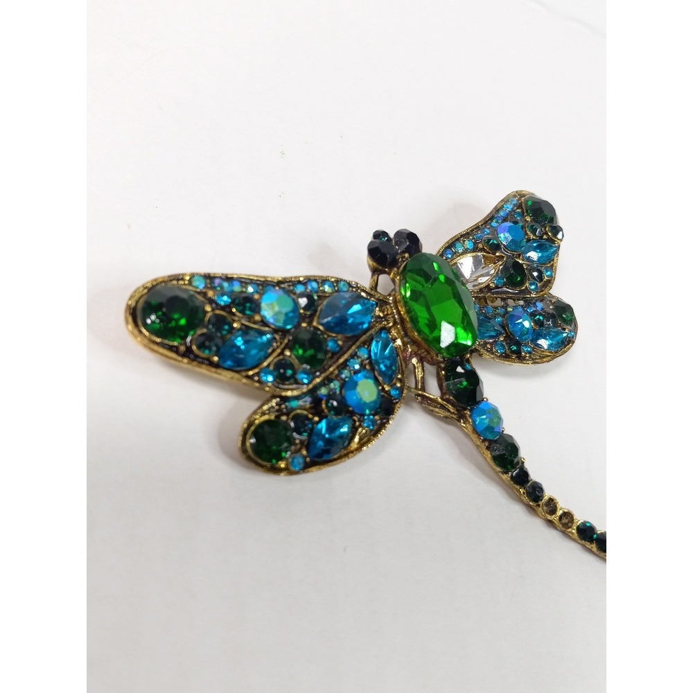 Brooch Lot 3pc Vintage Gothic Red Maltese Cross Rhinestone Dragonfly Xmas Wreath